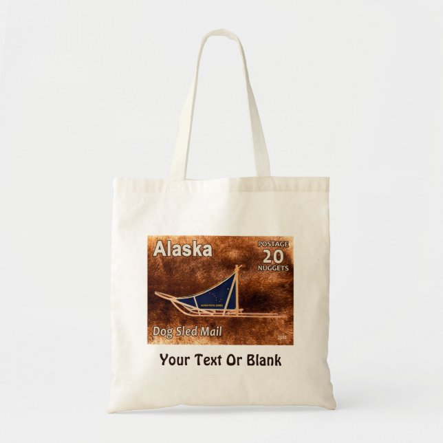 Alaska Dog Sled Mail Postage Stamp Tote Bag (Front)