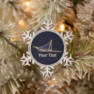 Alaska Dog Sled Mail Snowflake Pewter Christmas Ornament