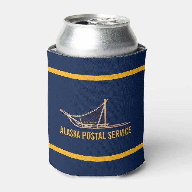 Alaska Dog Sled Postal Carrier Can Cooler (Can Front)