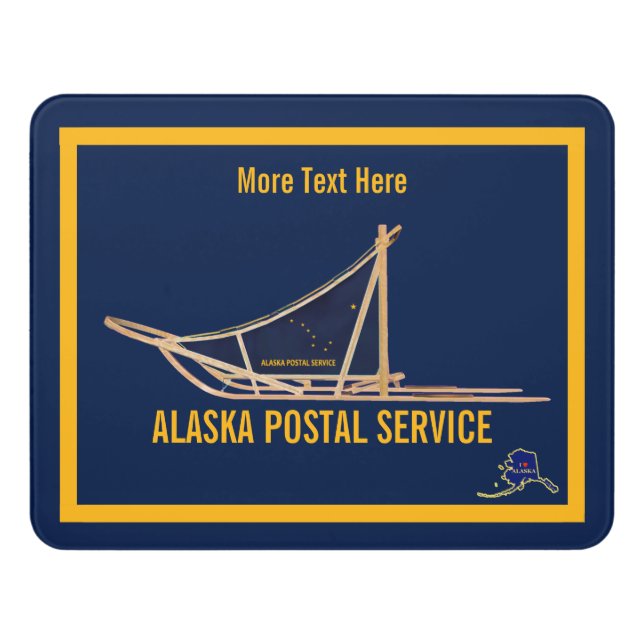 Alaska Dog Sled Postal Carrier Door Sign (Contemporary Front)