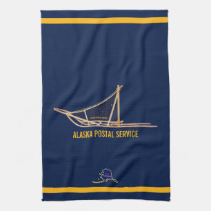 Alaska Dog Sled Postal Carrier Kitchen Towel