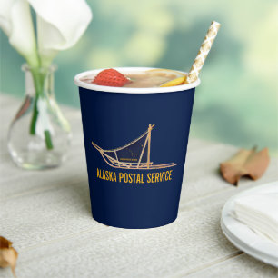 Alaska Dog Sled Postal Carrier Paper Cups