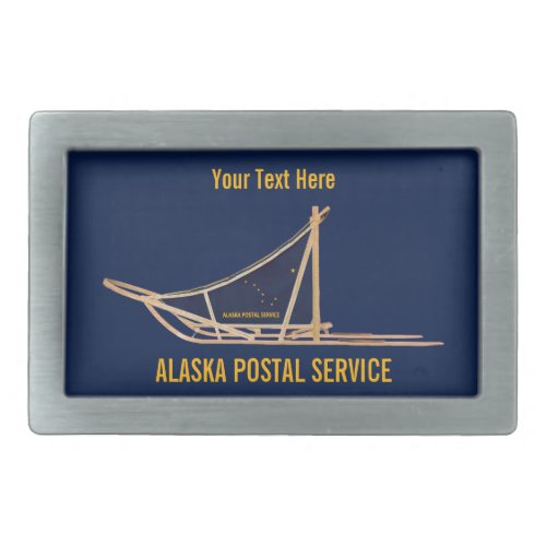 Alaska Dog Sled Postal Carrier Rectangular Belt Buckle