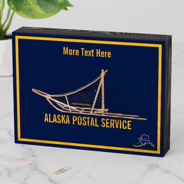Alaska Dog Sled Postal Carrier Wooden Box Sign (In Situ Horizontal)