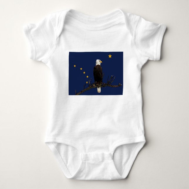 Alaska Eagle And Flag Baby Bodysuit (Front)