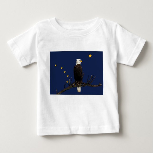 Alaska Eagle And Flag Baby T-Shirt (Front)