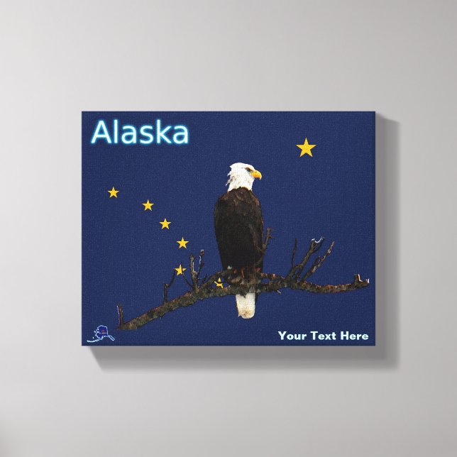 Alaska Eagle And Flag Canvas Print (Front)