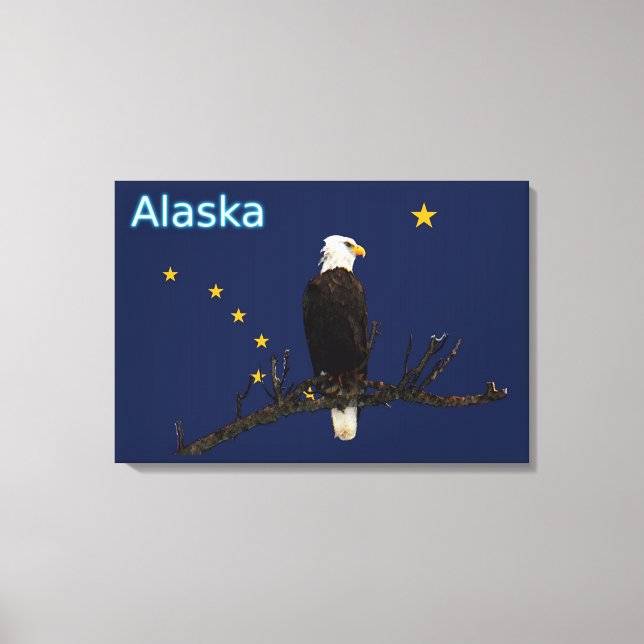 Alaska Eagle And Flag Canvas Print (Front)