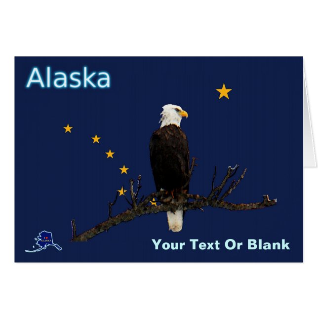 Alaska Eagle And Flag Cards (Front Horizontal)