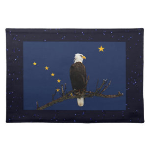 Alaska Eagle And Flag Cloth Placemat