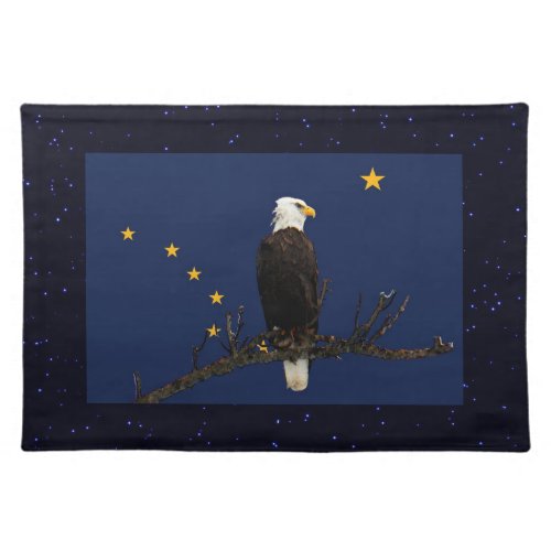 Alaska Eagle And Flag Cloth Placemat