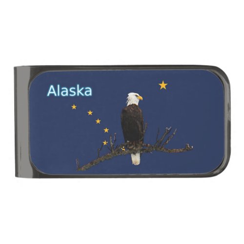 Alaska Eagle And Flag Gunmetal Finish Money Clip