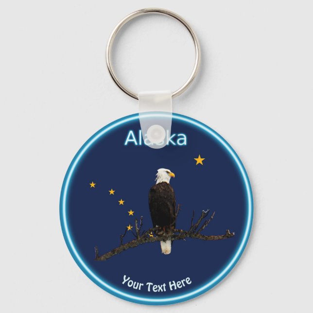 Alaska Eagle And Flag Keychain (Front)