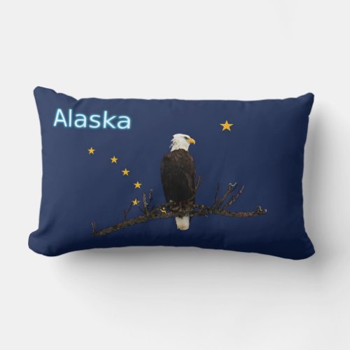 Alaska Eagle And Flag Lumbar Pillow