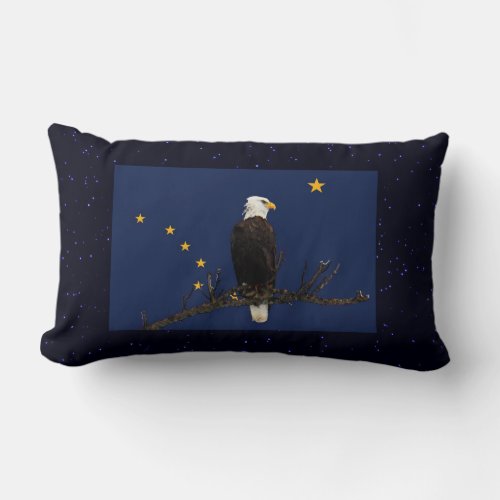 Alaska Eagle And Flag Lumbar Pillow