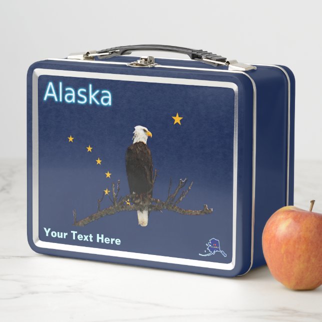 Alaska Eagle And Flag Metal Lunch Box (In Situ)