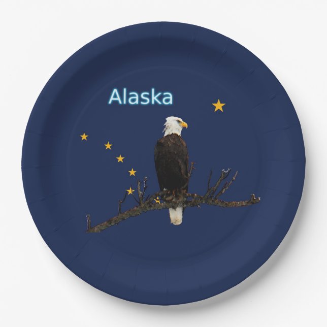 Alaska Eagle And Flag Paper Plates (Front)