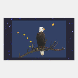 Alaska Eagle And Flag Rectangular Sticker