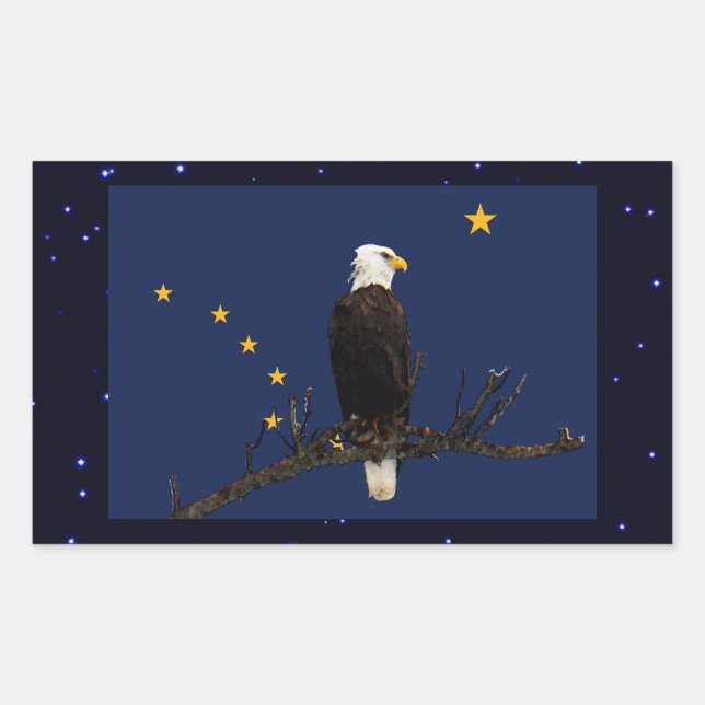 Alaska Eagle And Flag Rectangular Sticker (Front)