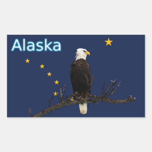Alaska Eagle And Flag Rectangular Sticker