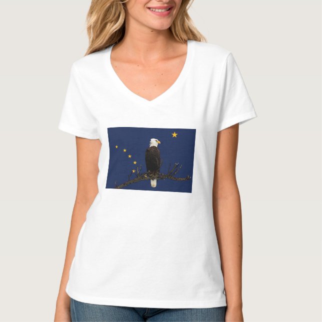 Alaska Eagle And Flag T-Shirt (Front)