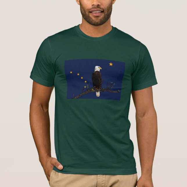 Alaska Eagle And Flag T-Shirt (Front)
