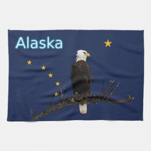 Alaska Eagle And Flag Towel