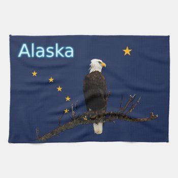 Alaska Eagle And Flag Towel by Bluestar48 at Zazzle
