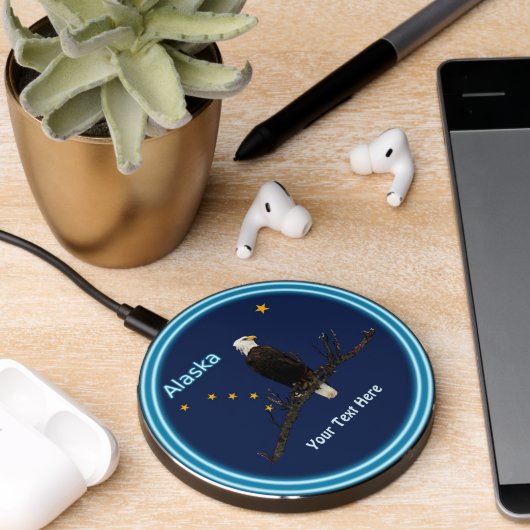 Alaska Eagle And Flag Wireless Charger (Desk 2)