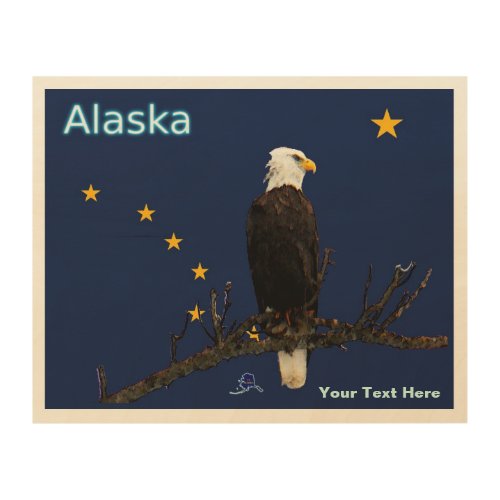 Alaska Eagle And Flag Wood Wall Art