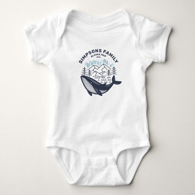 Alaska Family Group Cruise Trip Whale Watching Baby Bodysuit (Front)
