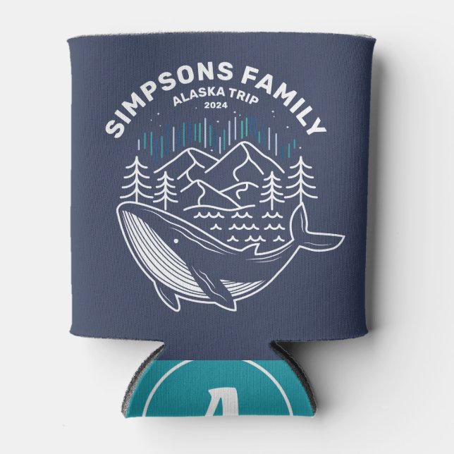 Alaska Family Group Cruise Trip Whale Watching Can Cooler (Front)