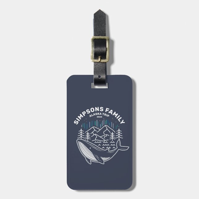 Alaska Family Group Cruise Trip Whale Watching Luggage Tag (Front Vertical)