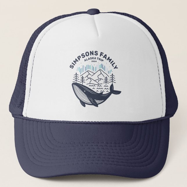 Alaska Family Group Cruise Trip Whale Watching Trucker Hat (Front)