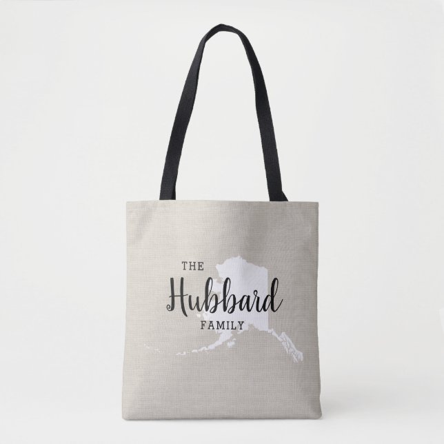 Alaska Family Monogram State Tote Bag (Front)