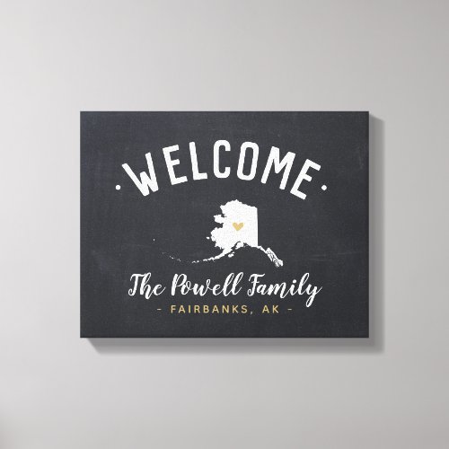 Alaska Family Monogram Welcome Sign