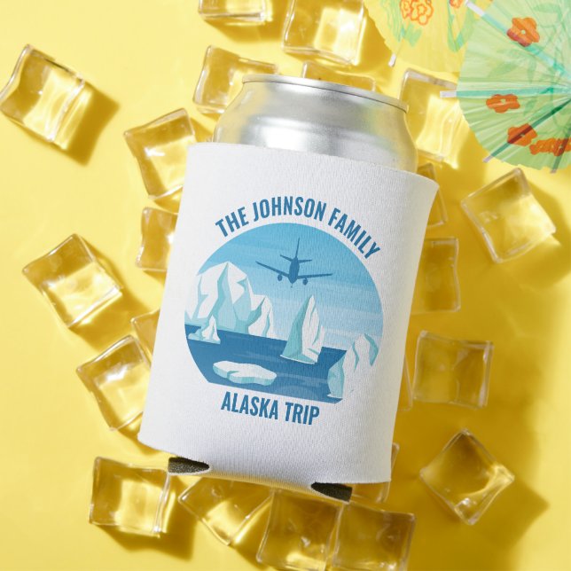 Alaska Family Vacation Custom Blue Glacier Can Cooler (In Situ Summer)