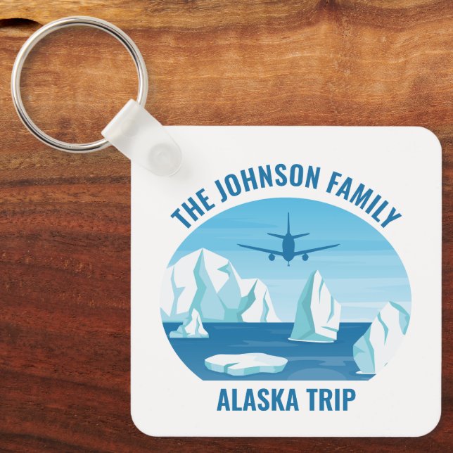 Alaska Family Vacation Custom Blue Glacier Keychain (Front)