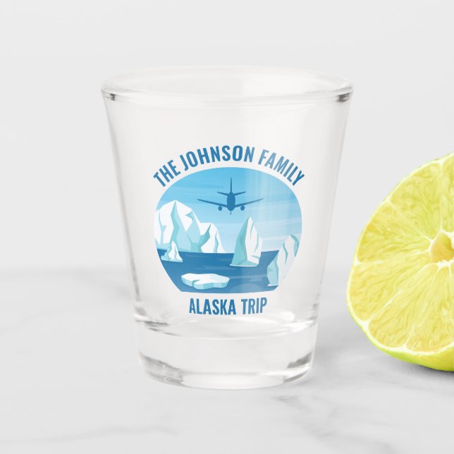 Alaska Family Vacation Custom Blue Glacier Shot Glass (Front)