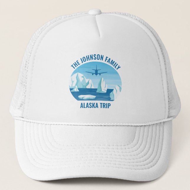 Alaska Family Vacation Personalized Glacier Trucker Hat (Front)