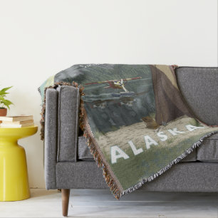 Alaska Fans Bush Plane Cottage Hunting Lodge Throw Blanket