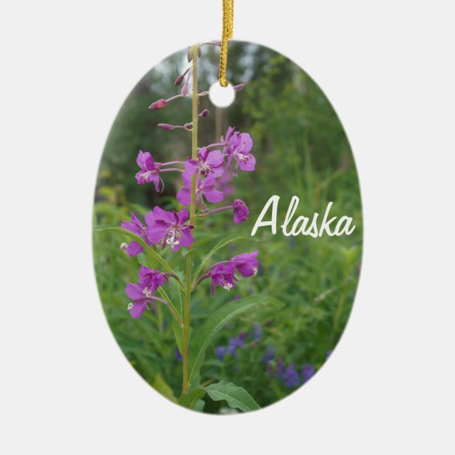 Alaska Fireweed Christmas Ornament Personalized (Front)