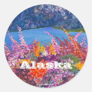 Alaska Fireweed round sticker