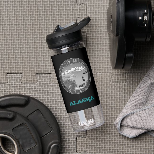 Alaska Fitness & Alaskan coat of arms / flag Water Bottle (Gym)