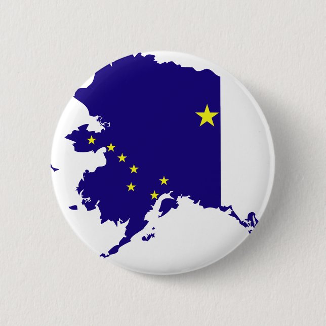 Alaska Flag Map Pinback Button (Front)
