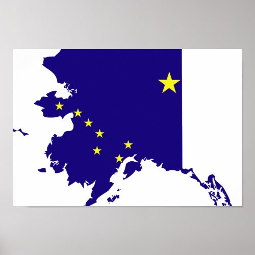 Alaska Flag Map Poster