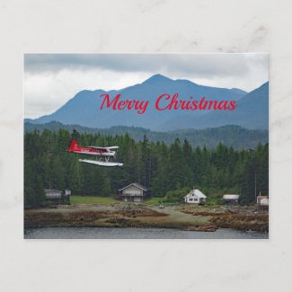 Alaska Floatplane Landscape Photo Christmas Holiday Postcard