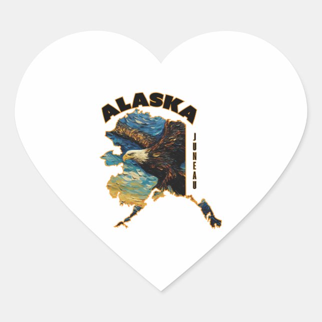 Alaska Flying Eagle Adventure T-Shirt Heart Sticker (Front)