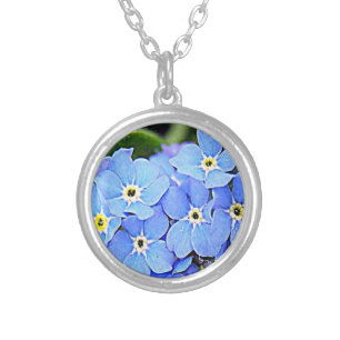 Alaska forget me not silver plated necklace