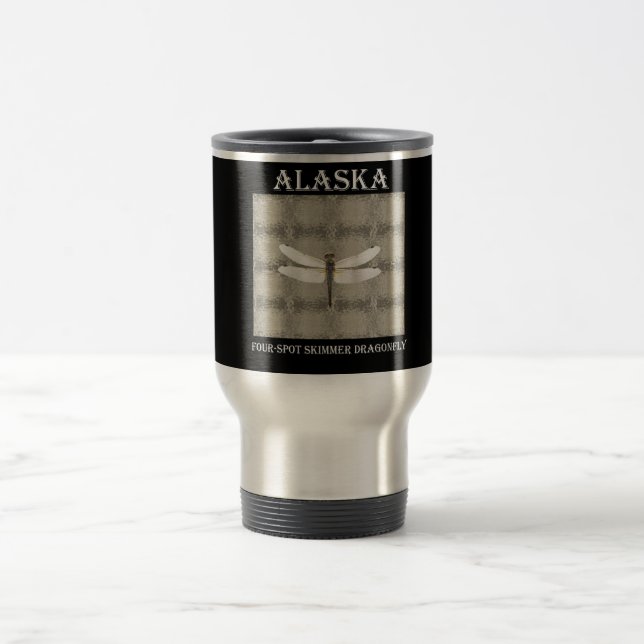 Alaska Four Spot Skimmer Dragonfly Travel Mug (Center)